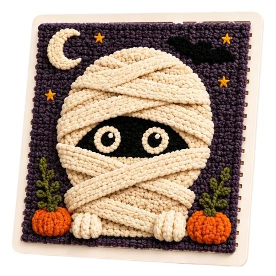 Yarn Art Decor Projects DIY Fabric Weaving Painting Kit, Halloween Christmas Crochet Kit for Decoration, Beginner Handmade Craft Project Set Holiday