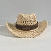 Hollow straw hat Summer sunshade cowboy hat Handwoven hat Outdoor sunscreen straw hat Corn husk