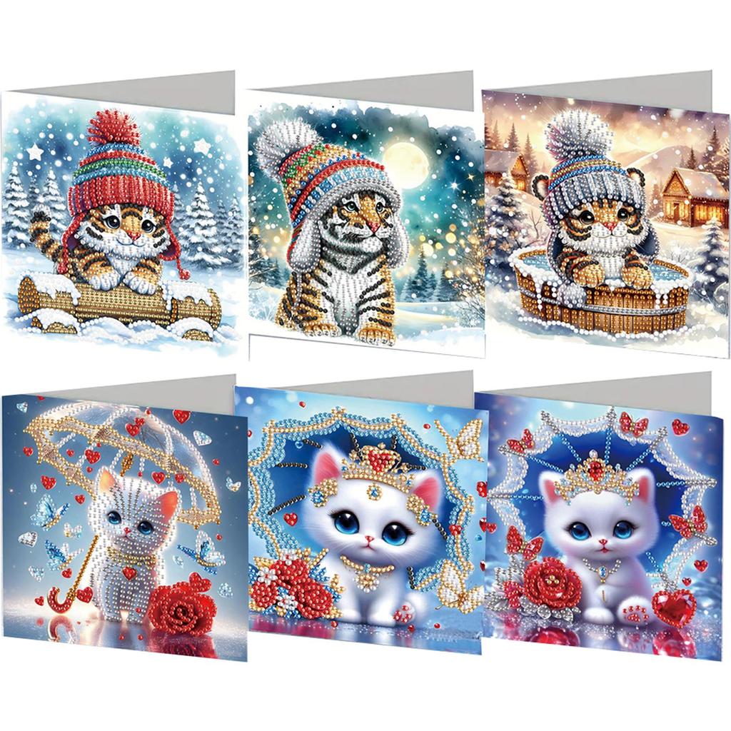 6 ks DIY Sada přání k malování diamanty Diamantové umělecké pohlednice Diamantové umělecké ručně vyráběné karty pro festivaly a oslavy