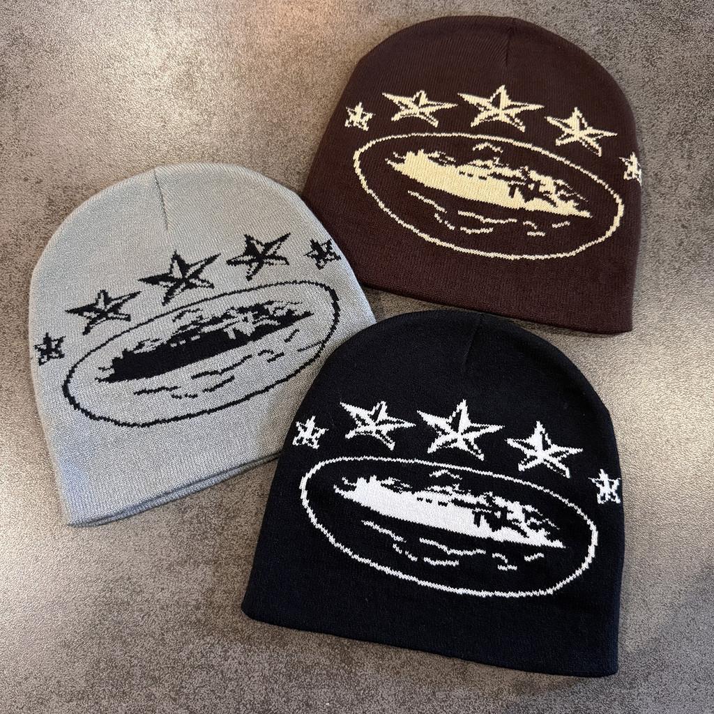 Unisex Acrylic Knit Beanie With Letter Embroidery For Casual Winter Outdoor Wear