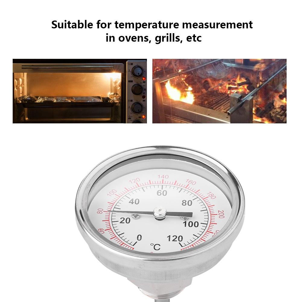 62mm 120 Celsius High Temperature Bimetal Thermometer Oven Grill BBQ Analog Dial Double Scale