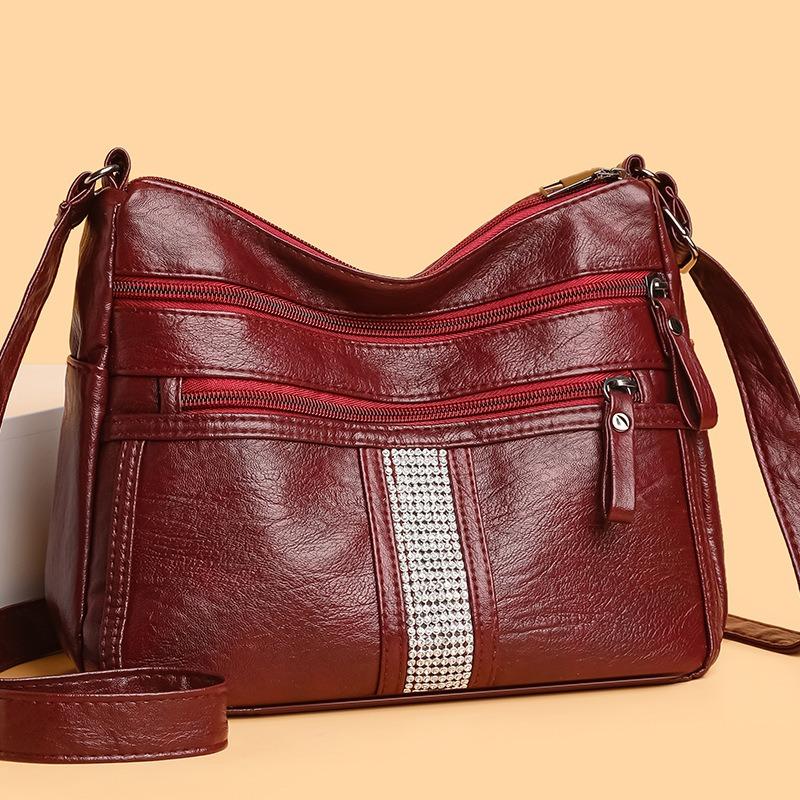New messenger bag soft leather shoulder bag retro simple fashion large capacity multi-pocket women's bag