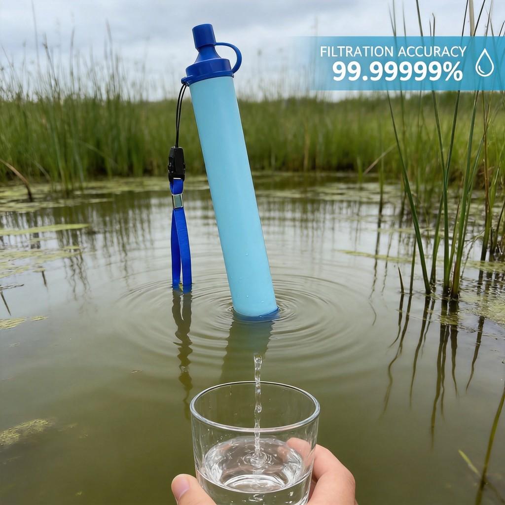 Portable Outdoor Water Filter With Technology For Emergency Survival And Camping Use
