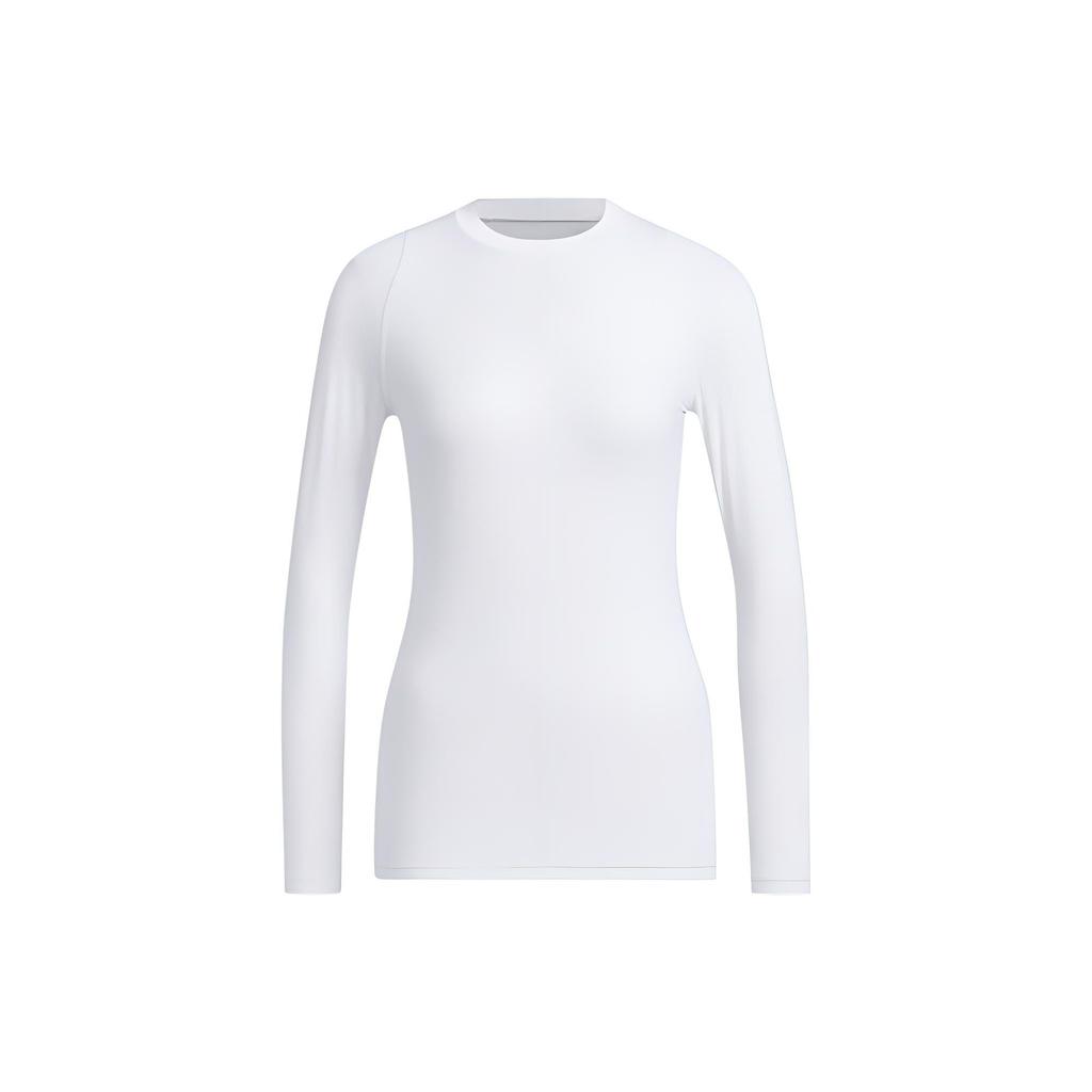 Adidas Solid Color Crew Neck Pullover Long Sleeve Raglan T-Shirt Women Tops White HT0026