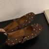 Damen flache Schuhe Retro Nieten Freizeit Schuhe Komfort Weicher Boden Ballerinas Wildleder Freizeit flache Schuhe Klassische Mary Jane flache Schuhe Zapatos Mujer