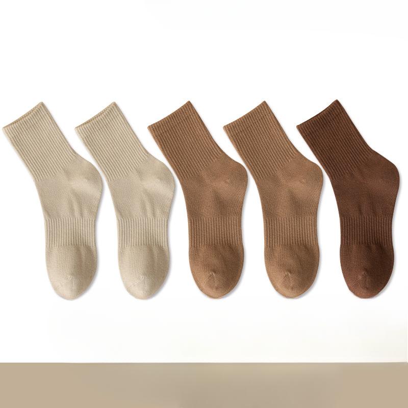 5 Pairs of Men's Spring and Autumn Retro High Elastic Sports Waist Socks