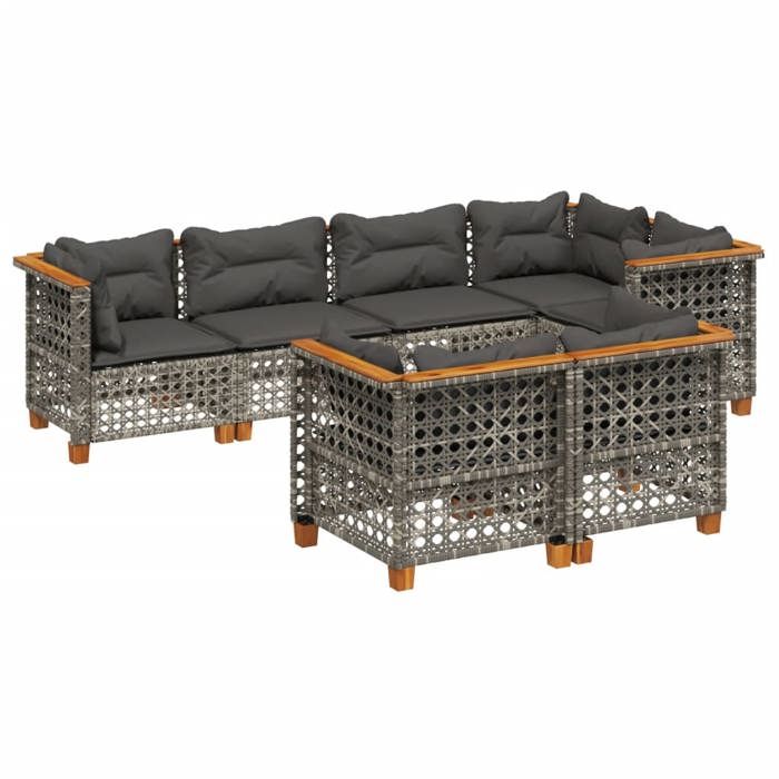 VidaXL Salon de jardin avec coussins 7 pcs gris résine tressée 3261885