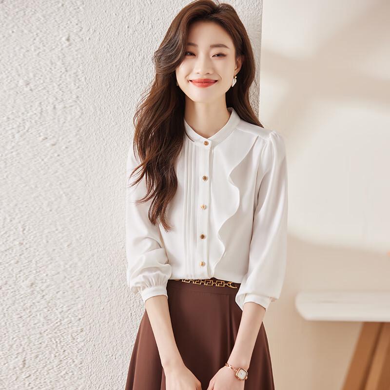 Women s Ruffle Long-Sleeve Commuter Blouse 3XL