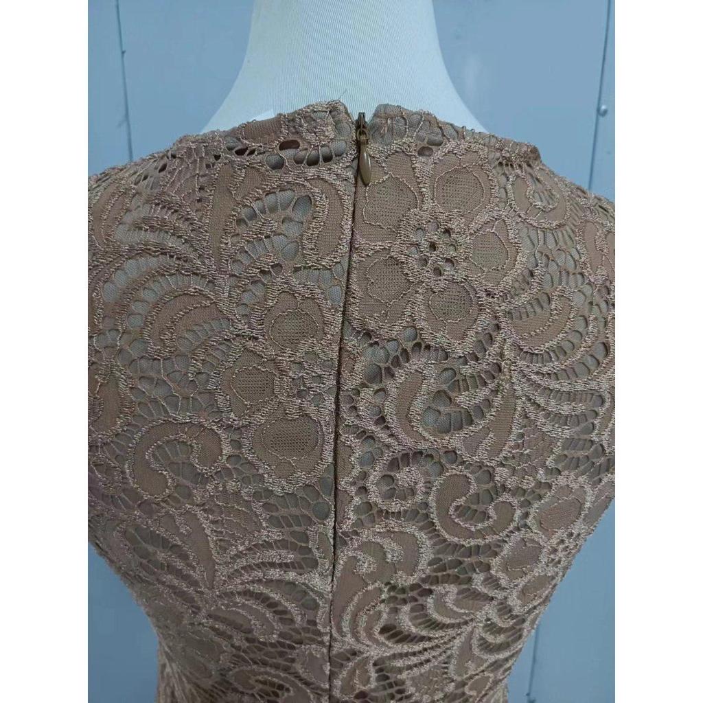 Women's Sexy V Neck Mid Sleeve Solid Color Ruffle Midi Plus Size Lace Dress