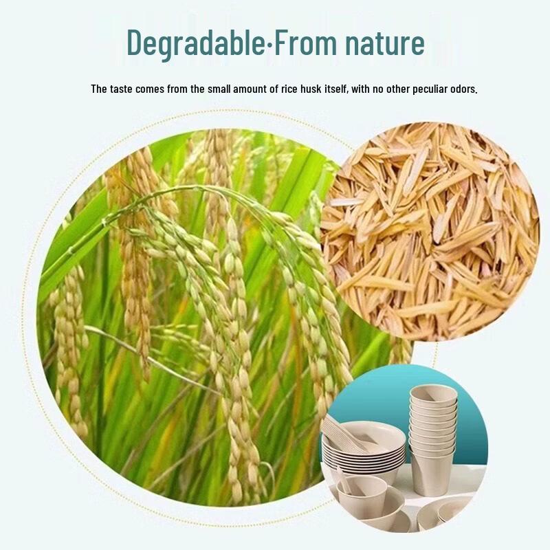 ZISIZ Rice Husk Disposable Tableware Set