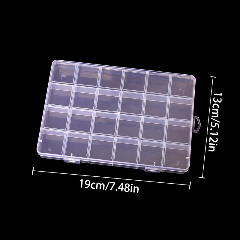 24 spor spikerdekal Oppbevaringsboks Nail Art Tilbehør Oppbevaringsboks Avtakbar Grid Nail Art Rhinestone smykkeskrin Tilbehør