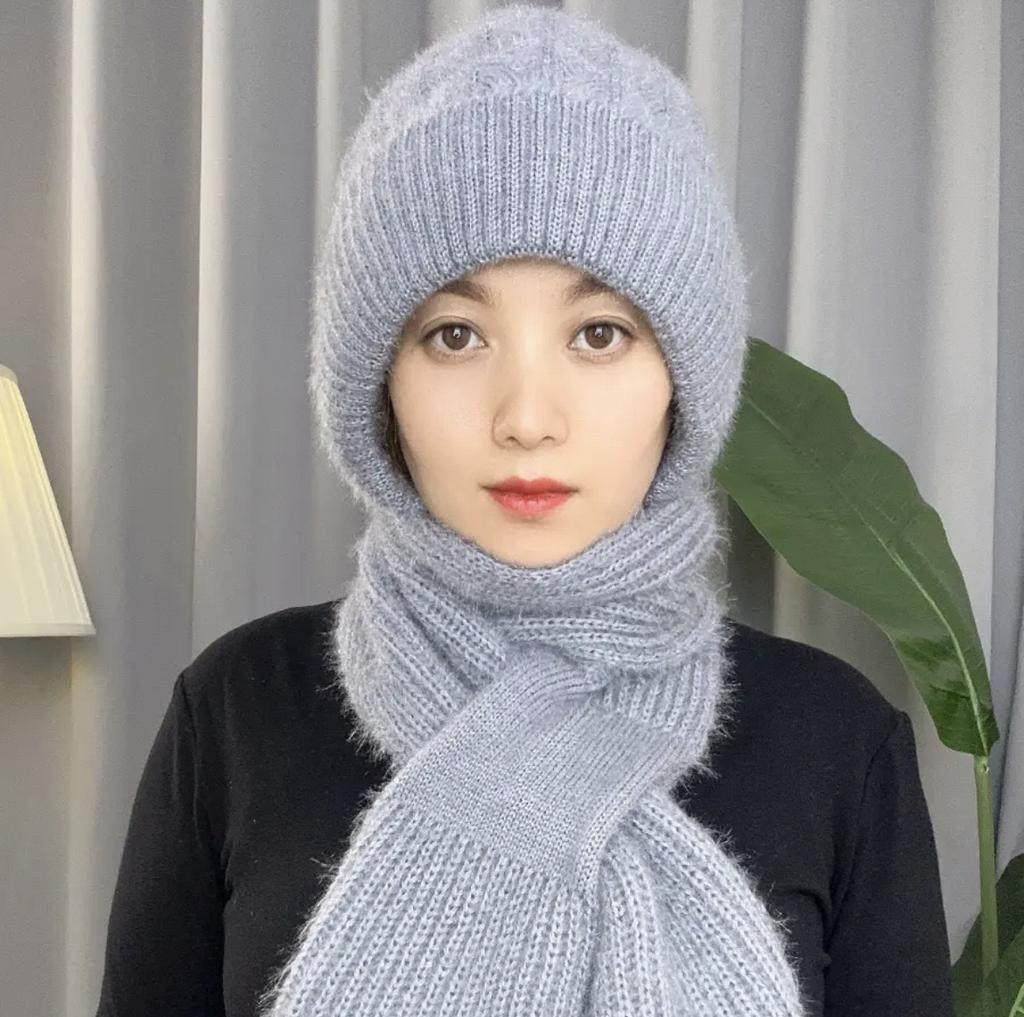 Winter Gestrickte Lochmuster Mütze Schal Set Kältefest Ohrenschutz Schal Warm Mädchen Radfahren Winddicht Damen Outdoor Mützen