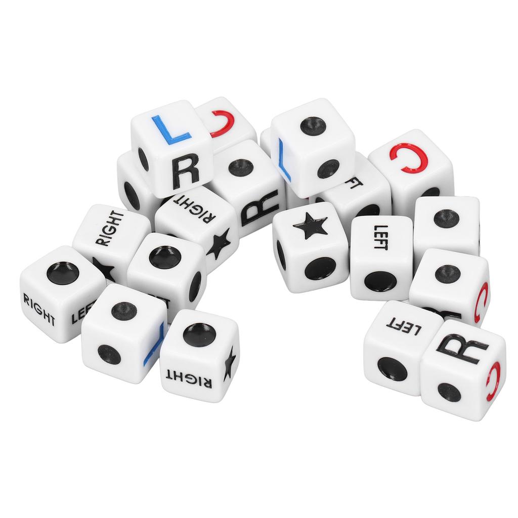 20pcs Left Right Center Dice Plastic Funny Portable Interactive Playing Game Dice for Party Travel