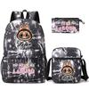 3Pcs/set Cartoon Printed Backpack Teenager Student Boy Girl Schoolbag Larger Capacity Bagpack Travel Bag Kid Gift Mochila