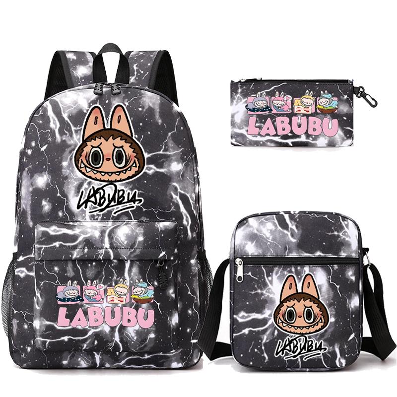 3Pcs/set Cartoon Printed Backpack Teenager Student Boy Girl Schoolbag Larger Capacity Bagpack Travel Bag Kid Gift Mochila