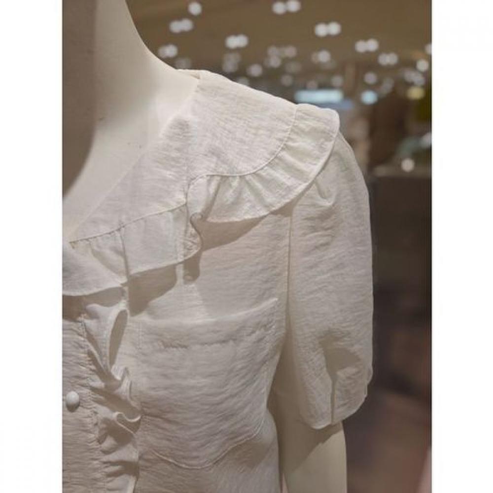 Cc Collect Ruffle Decoration Wide Collar Blouse  C262msc135 