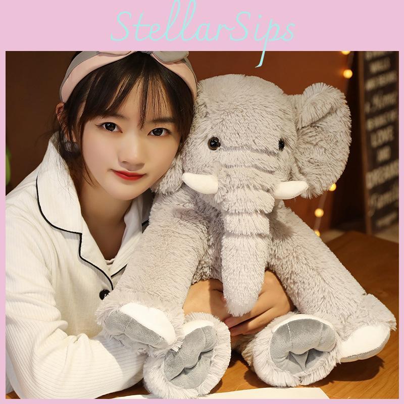 Elephant Plush Toy Long Hair Comfort Doll Simulation Bed Decoration Throw Pillow