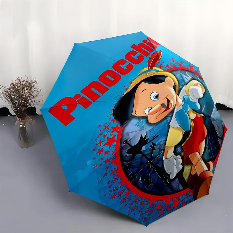 Pinocchio, Disney Classics Automatic Opening and Closing Umbrella, Compact Travel Umbrella, Lightweight and Portable, Suitable for Beach Com