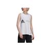 Adidas Logo Print Side Slit Training Tank Top Women Tops White HA8972