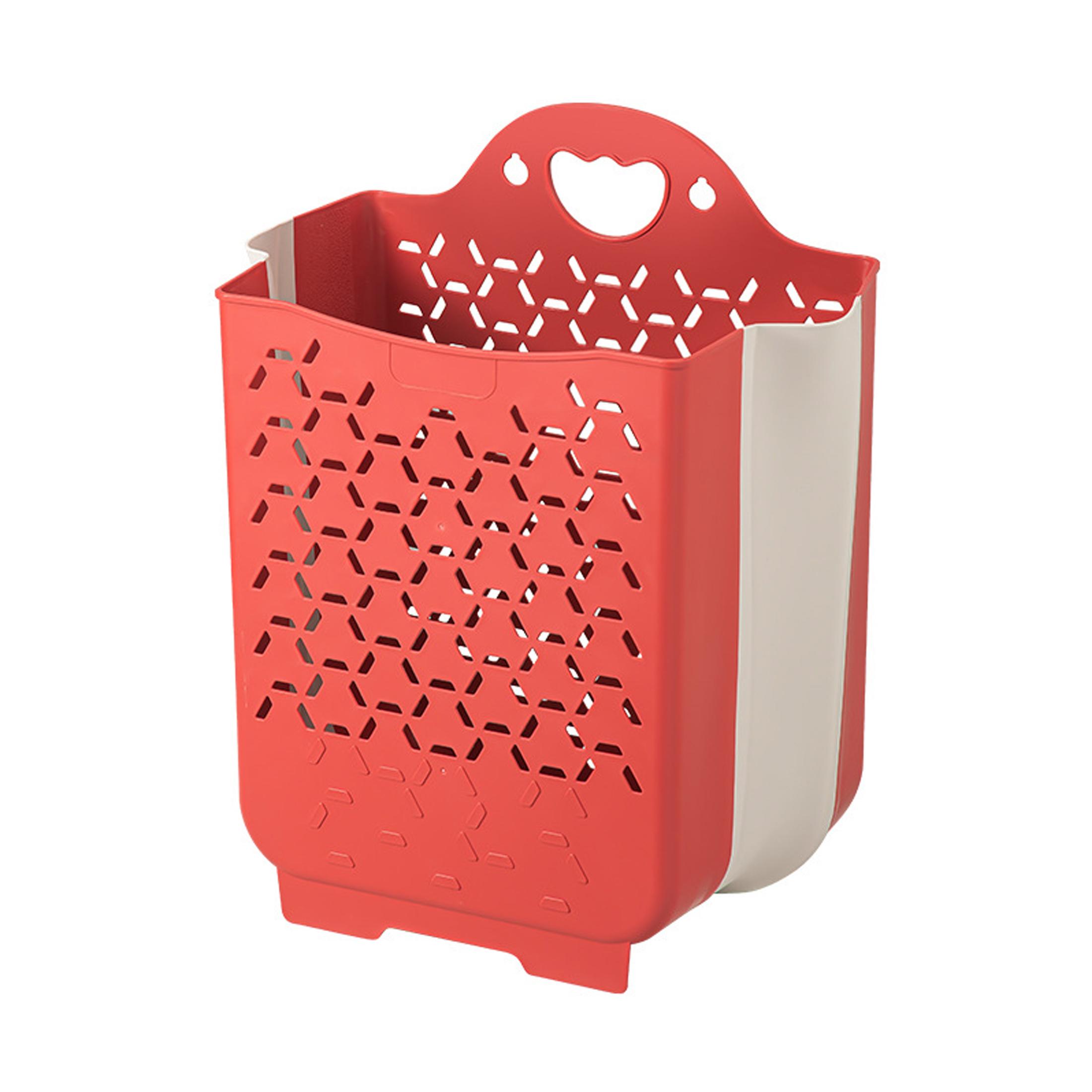 

Корзина для белья, корзина для одежды, пластиковая настенная корзина для хранения домашней ванной комнаты, складная корзина для ванной комнаты красный