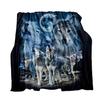 Wolf Animal Blanket Moon Print Flannel Blanket Bedding Sofa Blanket