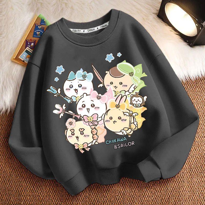 Kindermode Chiikaw Hoodies für Frühling und Herbst, Lässige Oberteile für Jungen und Mädchen