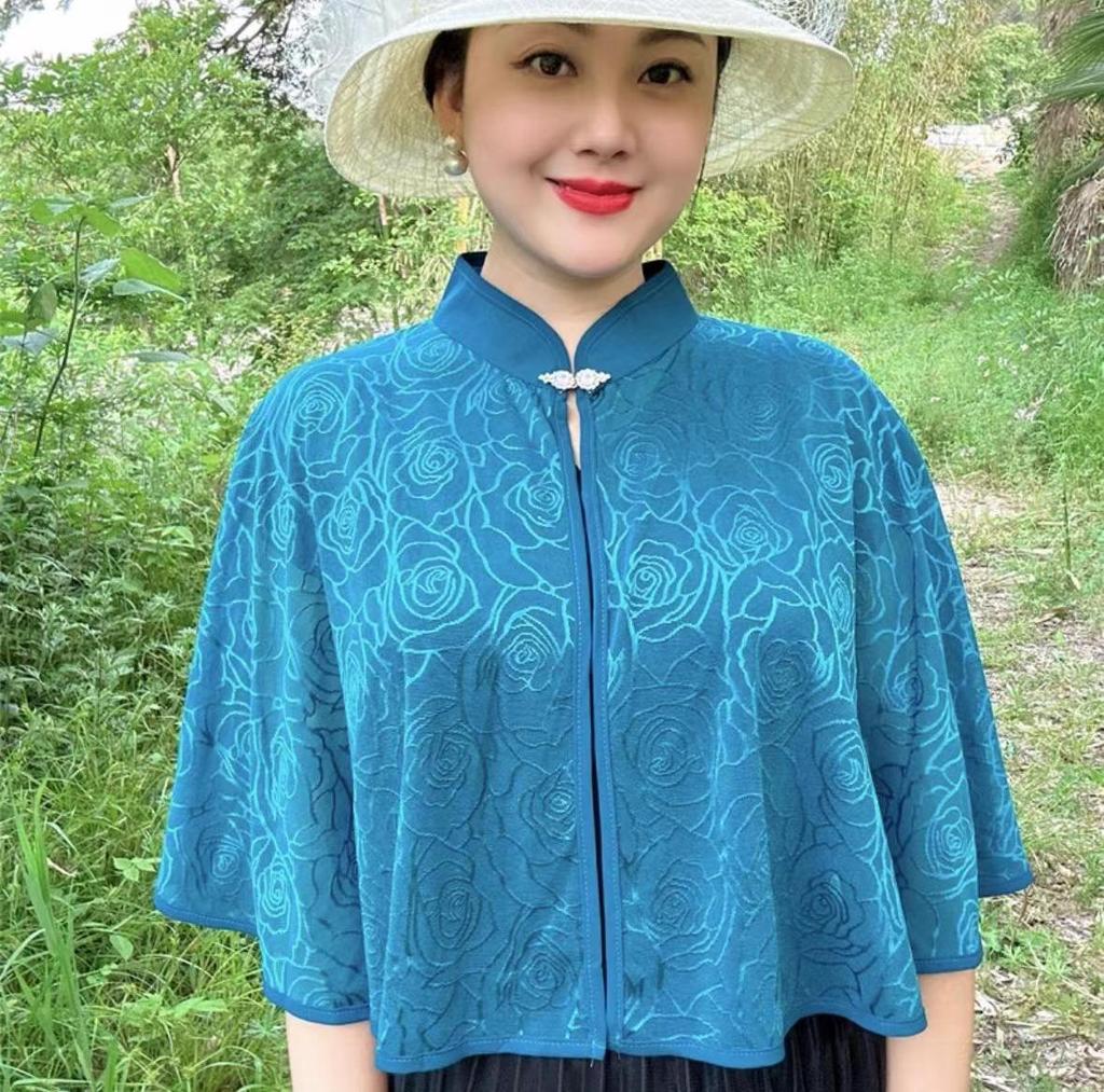 Sommerlicher Hohl-Qipao-Schal: Vielseitige Damen-Oberbekleidung & Camisole-Kleid mit Sonnenschutz und Stehkragen-Umhang