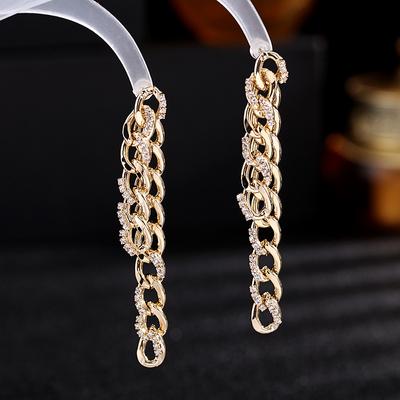 Mode Hiphop Kette Baumeln Ohrringe für Frauen Zirkonia Aussage Hip Hop Ohrringe Designer Luxus Marke Schmuck