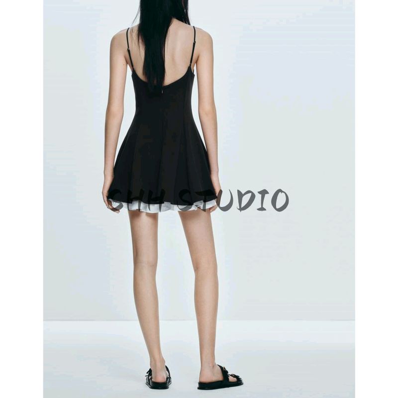 Summer New Product Women's Clothes Minimalist Round Neck Sleeveless Color Contrast Patchwork Hem Short Dress 8020815