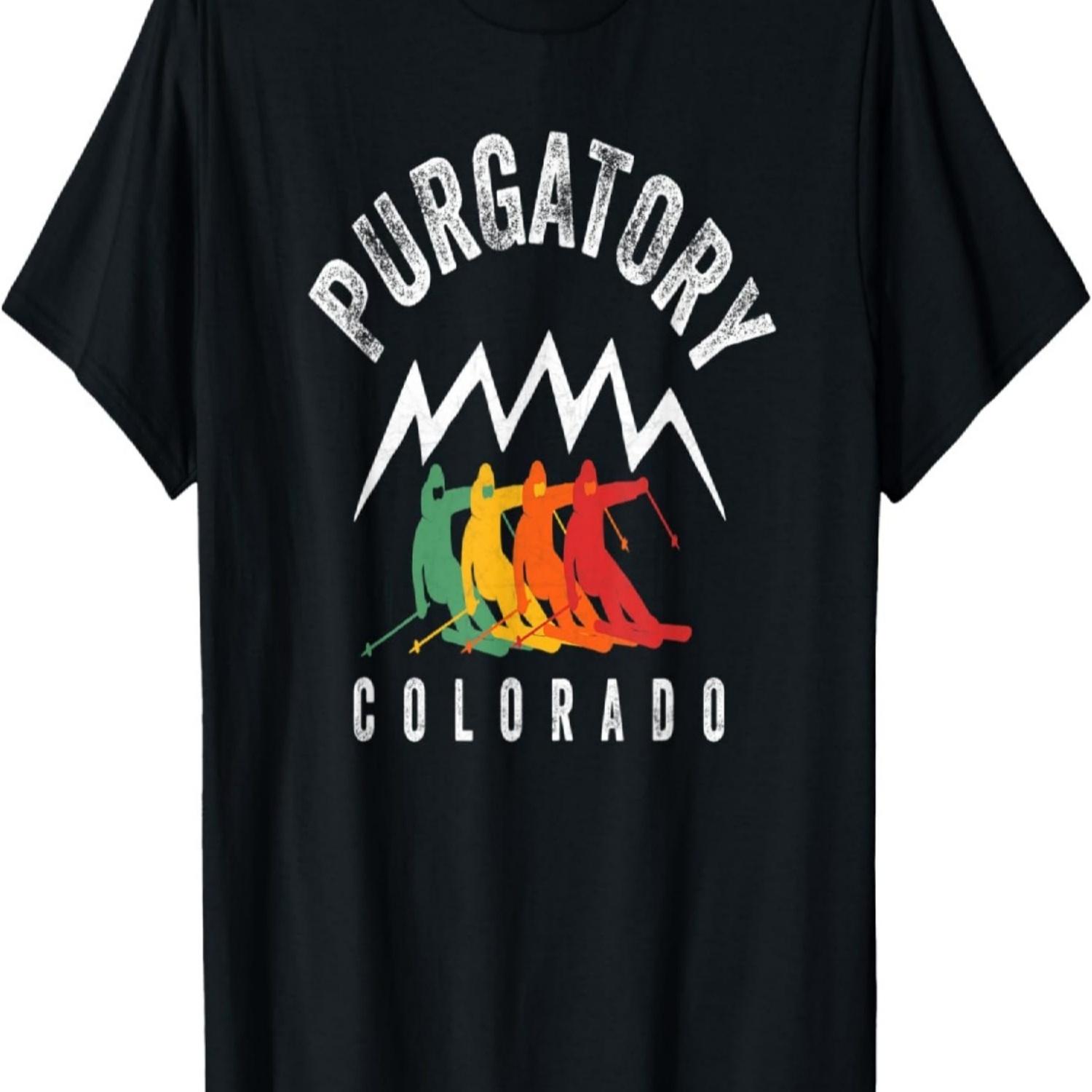 

Purgatory Ski CO Retro Skiing Colorado 4 Color Vintage Gear T-Shirt S чёрный
