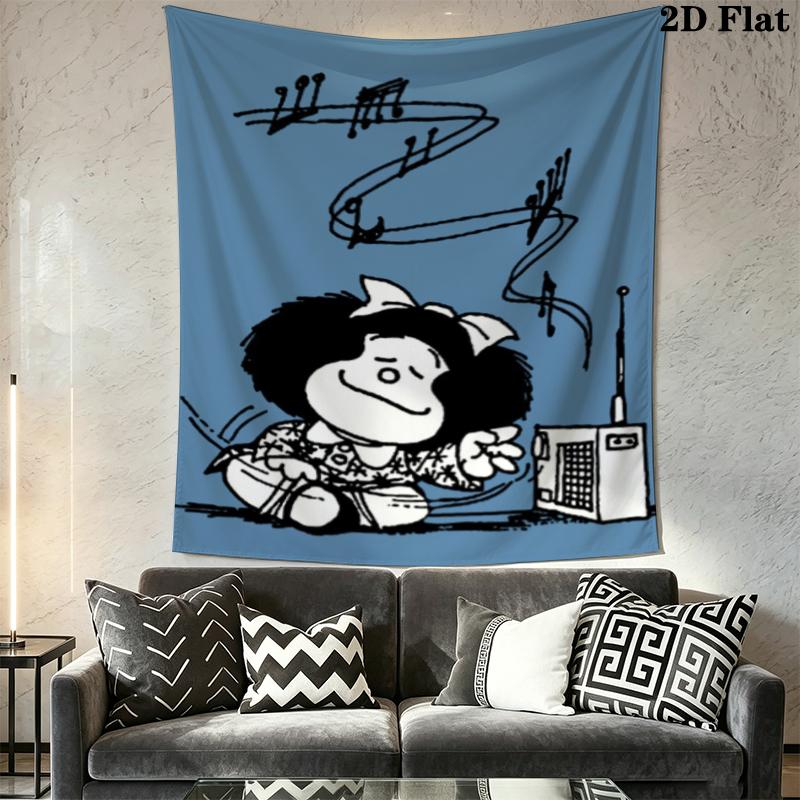 Mafalda Wall Tapestry Aesthetic Wall Hanging Printed Fabric Blanket Decorative Tapestries for Bedroom Living Room Home Decor