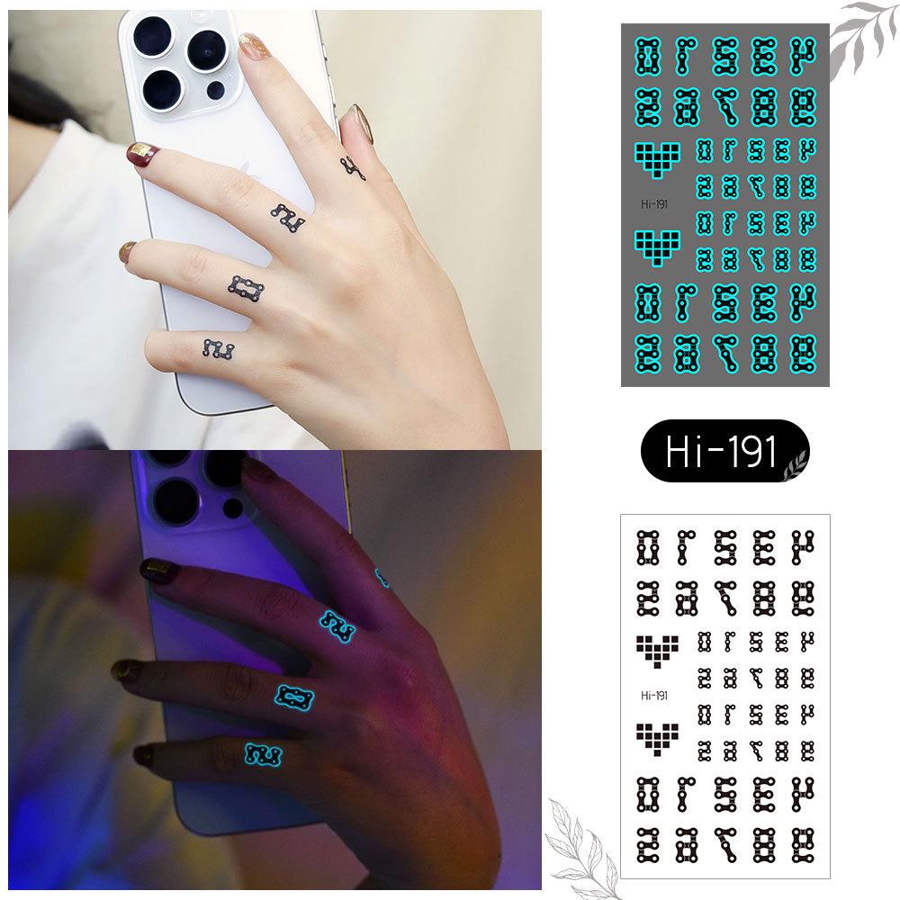 Ricalon Blue Luminous Love Couple Finger Tattoo Stickers