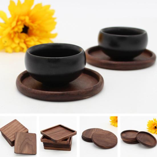 Sottobicchiere Quadrato Rotondo in Legno di Noce per Caffè Tè Teiera Tazza Tazza Ciotola Sottopiatto Tappetino