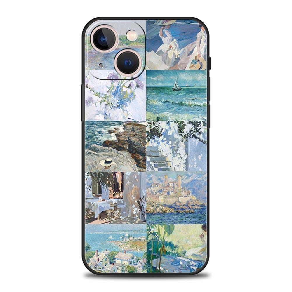 Claude Monet Art Phone Case For iPhone 17 16 15 Pro Max 11 12 13 14 7 8 Plus SE 2020 X XR XS Cover Soft Black