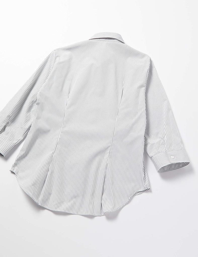 fabric density increased to prevent dress shape office job new beautiful open black Japanese XL to Japanese size [Atelier Sanrokugo] Women's blouse,