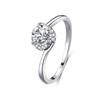 S925 Sterling Silver Women's Ring - White Gold Electroplated, Classic Rose Design, Light Luxury Finger Jewelry