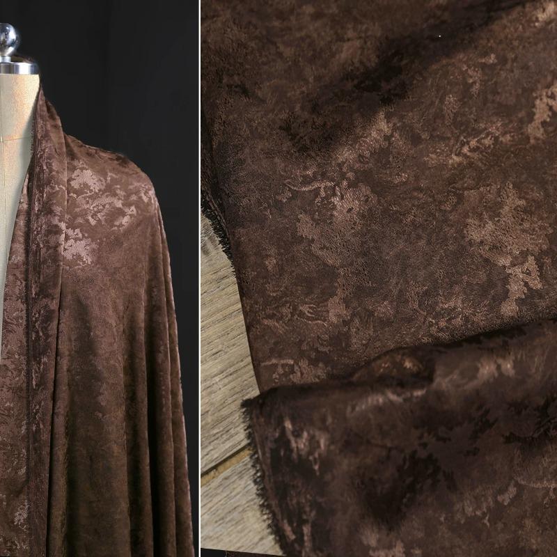 

Vintage Brown Jacquard Satin Fabric Soft Worn Texture Dark Pattern Cloth for Sewing Women Shirt Dress Garment Design Material 100x150cm коричневый