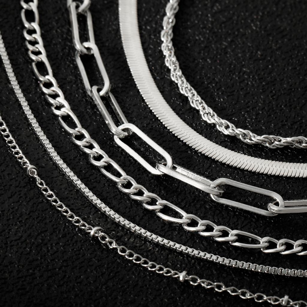 Simple Combination Bracelet, Fashionable And Personalized Multi-Element Chain 6-Piece Set Jewelry.