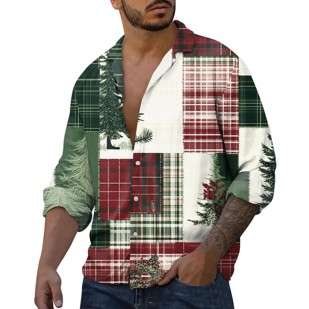 Pánská ležérní košile volného střihu s dlouhým rukávem Módní košile s klopou