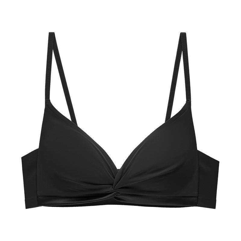 Mulberry Silk Heavy Satin Silk-smooth Three-dimensional Twist Thin Underwire Triangle Cup Push-up Bra Underwear