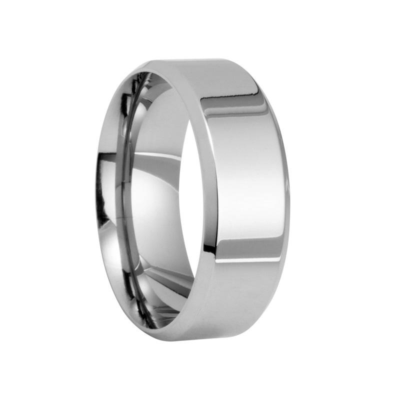 

Мужское 8-мм полированное свадебное кольцо с двойными скошенными краями - Популярный международный дизайн Size 6