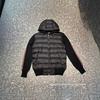 Unisex Winter Cotton-Padded Jacket With Hooded Collar Knit Patchwork Design Loose Fit Daily Wear