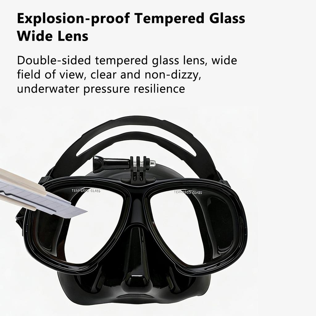 Snorkeling Mask with Action Cam Mount Dry Snorkel Set Comfortable Silicone Diving Goggle for Travel Easy Breathing
