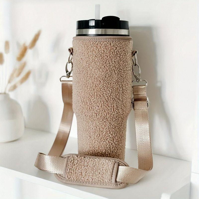 Suitable for Stanley Ice Cup Sleeves, 16Oz/40Oz Large Capacity Insulated Cup Sleeves, Plush Hand-Held Cross-Body Water Bottle Bag