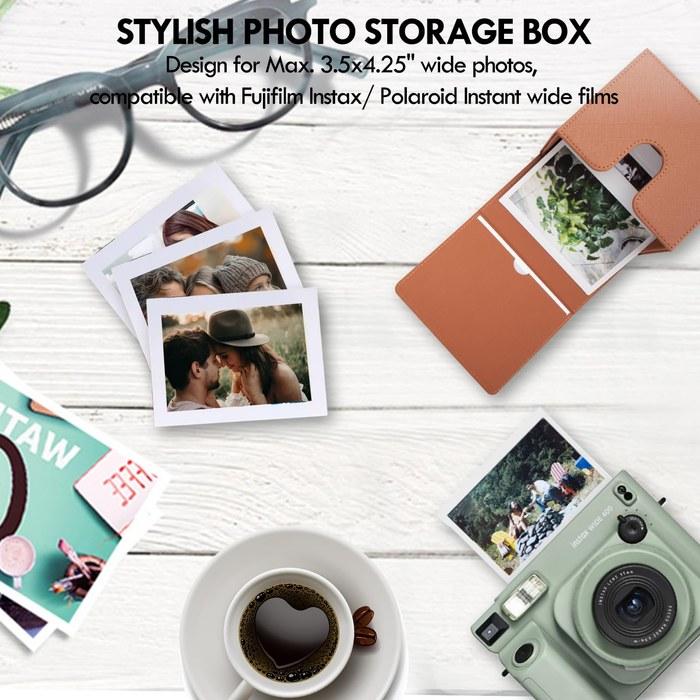 [Hiyqin] Photo Storage Box for Instax Wide/Polaroid Now+/I-Type/OneStep2 Instant Film, 3.5x4.3 inch, Fujifilm Instax Wide 400/300 Image