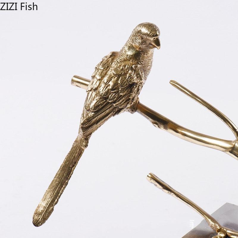 Crystal Base Copper Bird Crafts Creative Ornaments Desk Decoration Gold-plated Birds Statue Crystal Artwork Room Aesthetic Decor