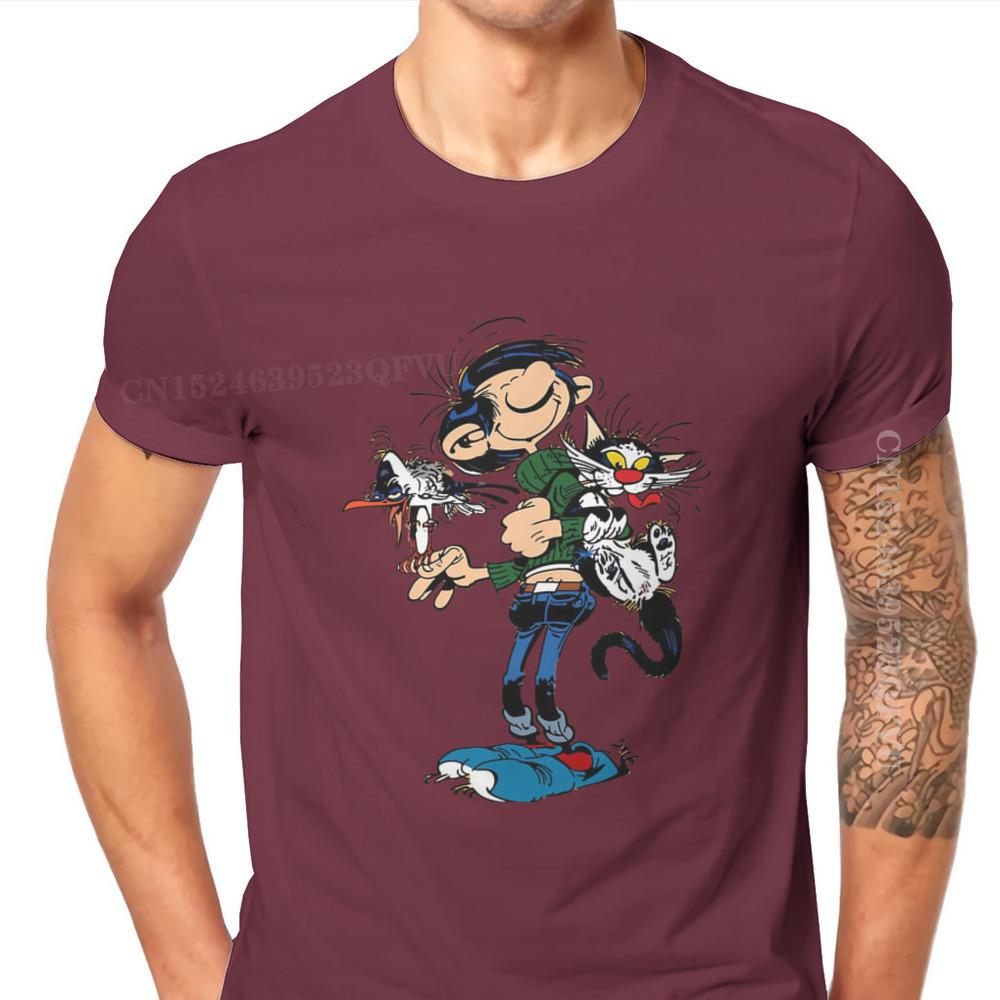 GUOYAN TOP Gaston Lagaffe Strips Katoenen T-shirts De Tweeling Van Gokker Personaliseren Man Mannen T-shirts Grappig T-shirt T-shirt Kleding Oversized M
