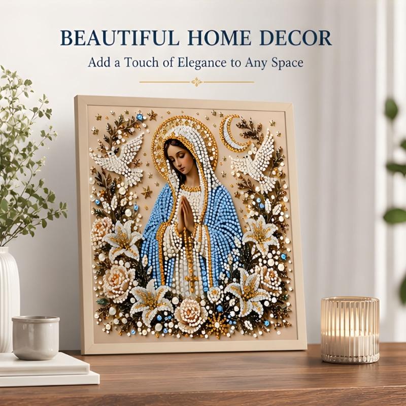 Decorative Placement Project with Display Frame, Religious DIY Artwork Set for Reflective Indoor Display Artwork