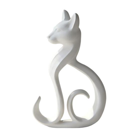 Yousheng 3D Printed Cat Figurine, Minimalist Elegant Sitting Cat Sculpture, Modern Animal Ornament for Home Office Desk Shelf Decor
