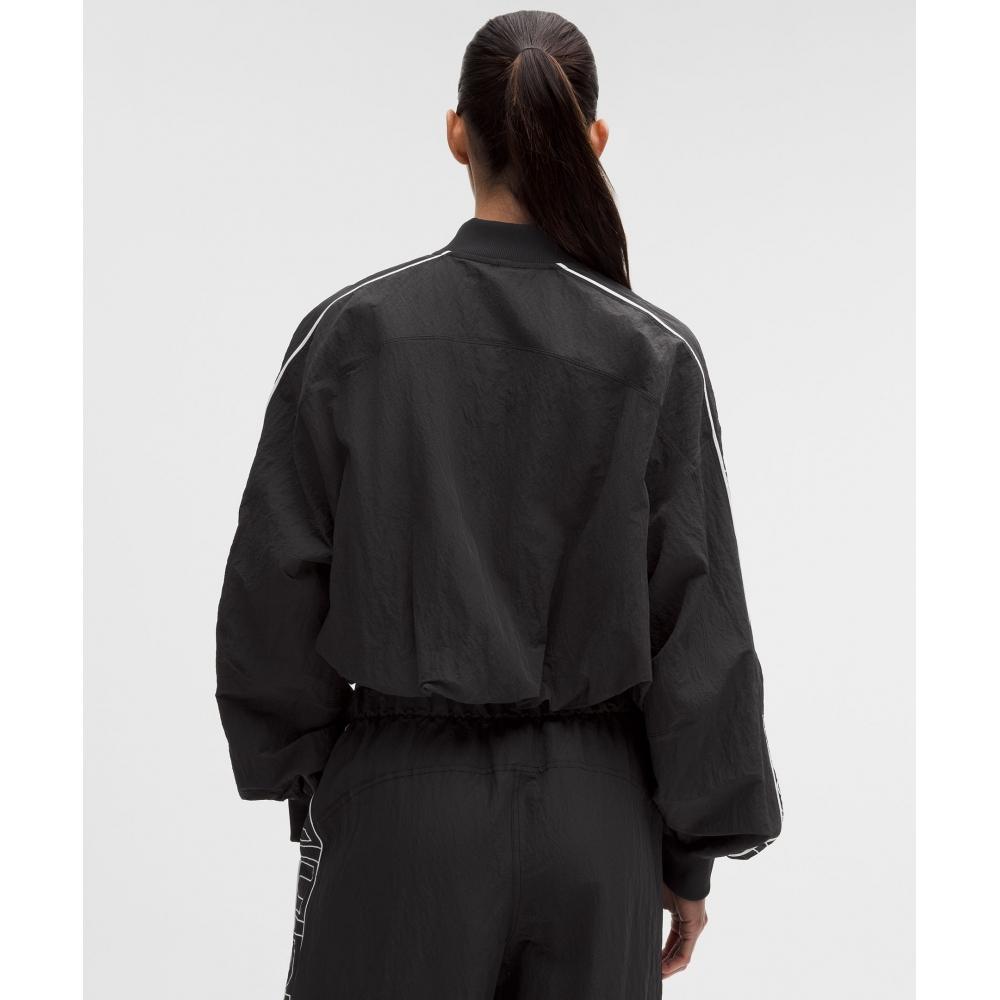Lululemon Crinkle Nylon Track Jacket  Wordmark Black White